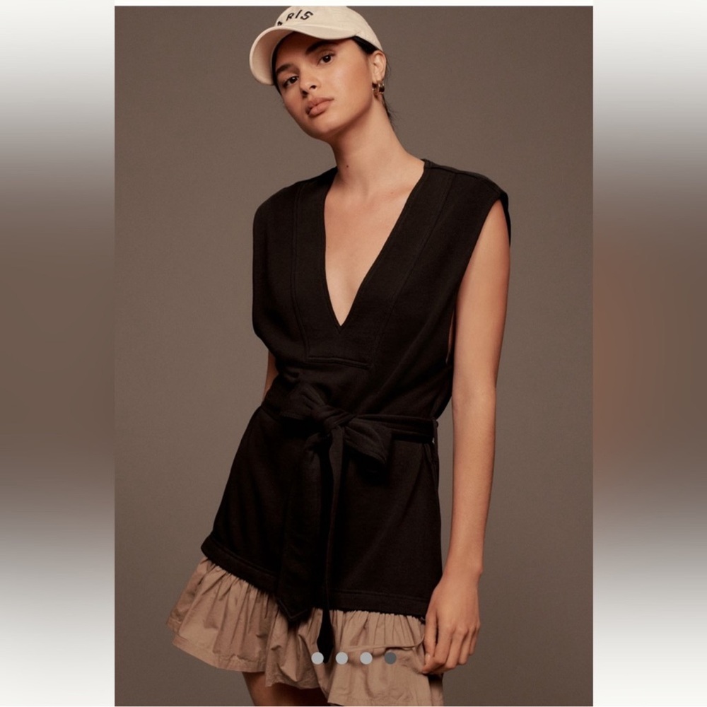 Anthropologie Daily Practice Black and Tan Mini Dress Size Medium
